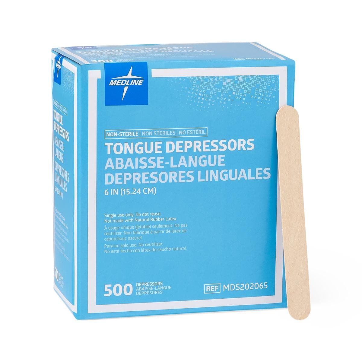 Medline 6" / Box of 500 Medline Nonsterile Tongue Depressors