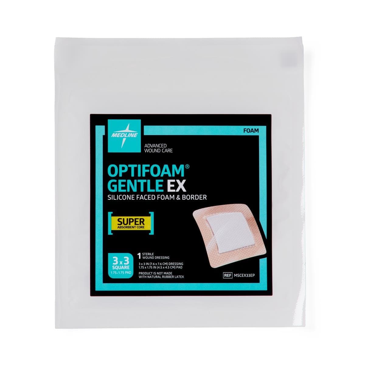 Medline 3"X3" / Single Item Medline Optifoam Gentle EX Silicone-Faced Foam Dressings