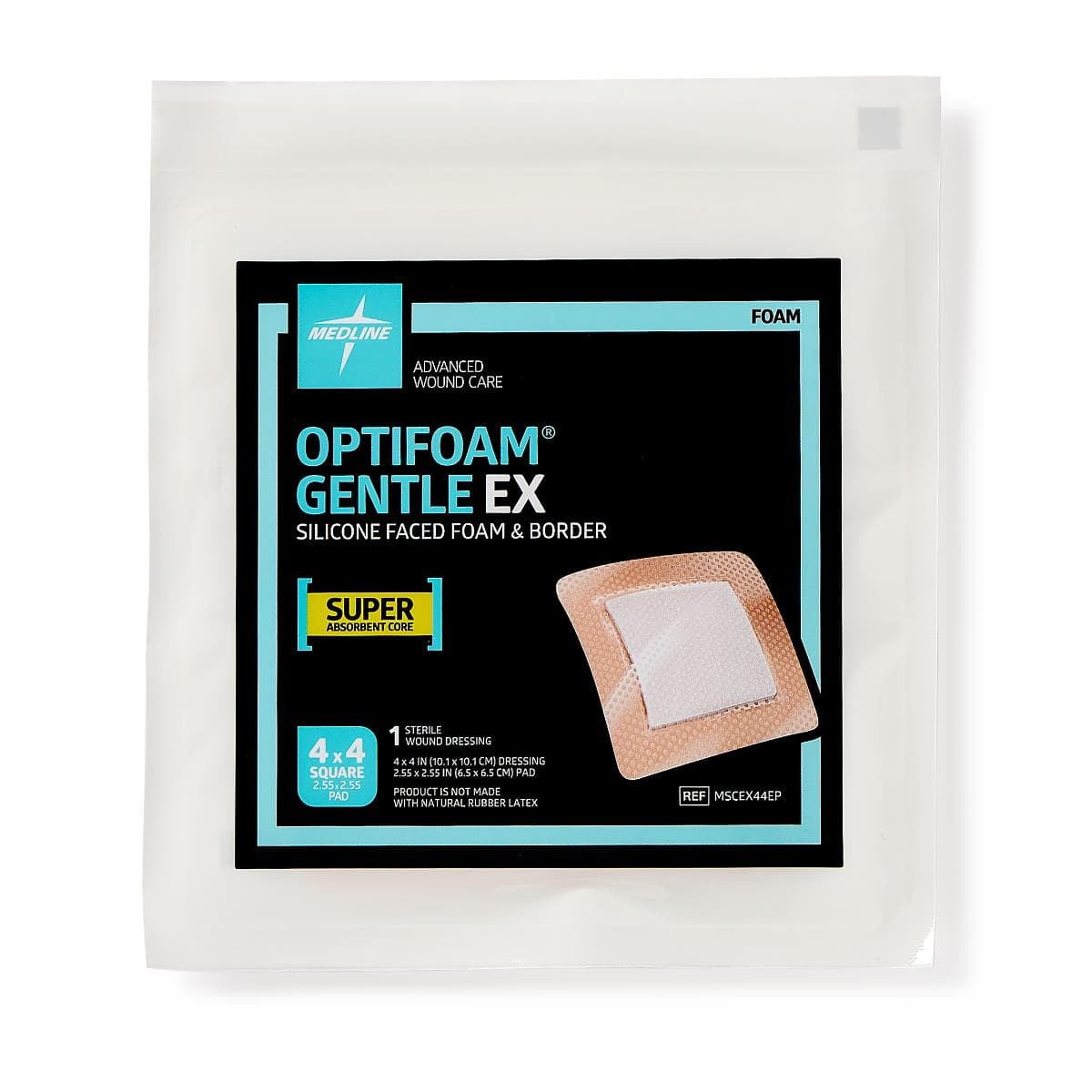 Medline 4"X4" / Single Item Medline Optifoam Gentle EX Silicone-Faced Foam Dressings