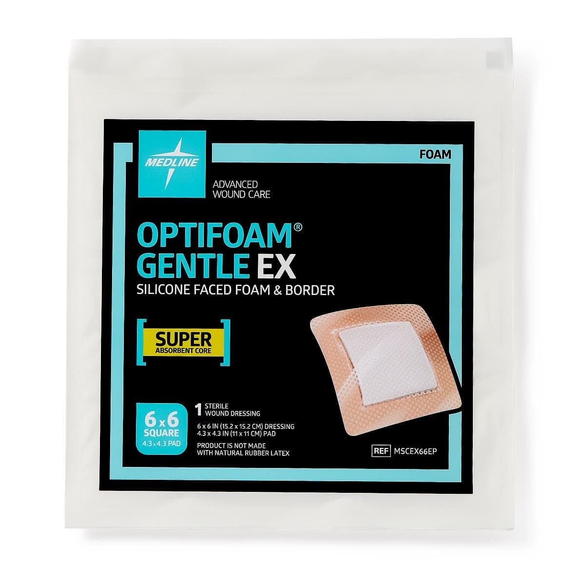 Medline 6"X6" / Single Item Medline Optifoam Gentle EX Silicone-Faced Foam Dressings