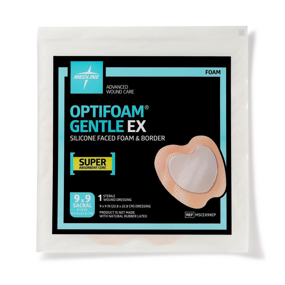 Medline 9"X9" / Single Item Medline Optifoam Gentle EX Silicone-Faced Foam Dressings