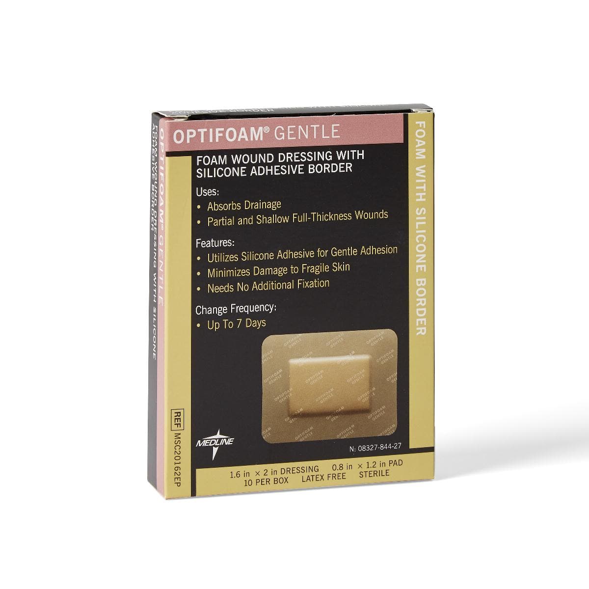 Medline 1.6"X2" / Case of 70 Medline Optifoam Gentle Foam Dressings with Silicone Adhesive Border