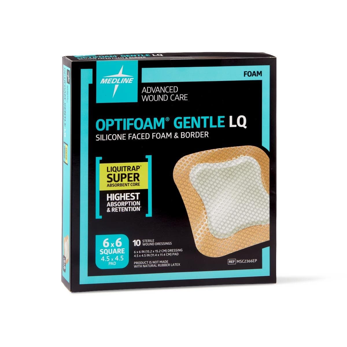 Medline 6"X6" / Case of 100 Medline Optifoam Gentle LQ Silicone-Faced Foam Dressings