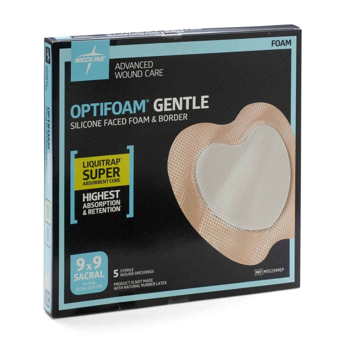 Medline 9"X9" / Single Item Medline Optifoam Gentle LQ Silicone-Faced Foam Dressings