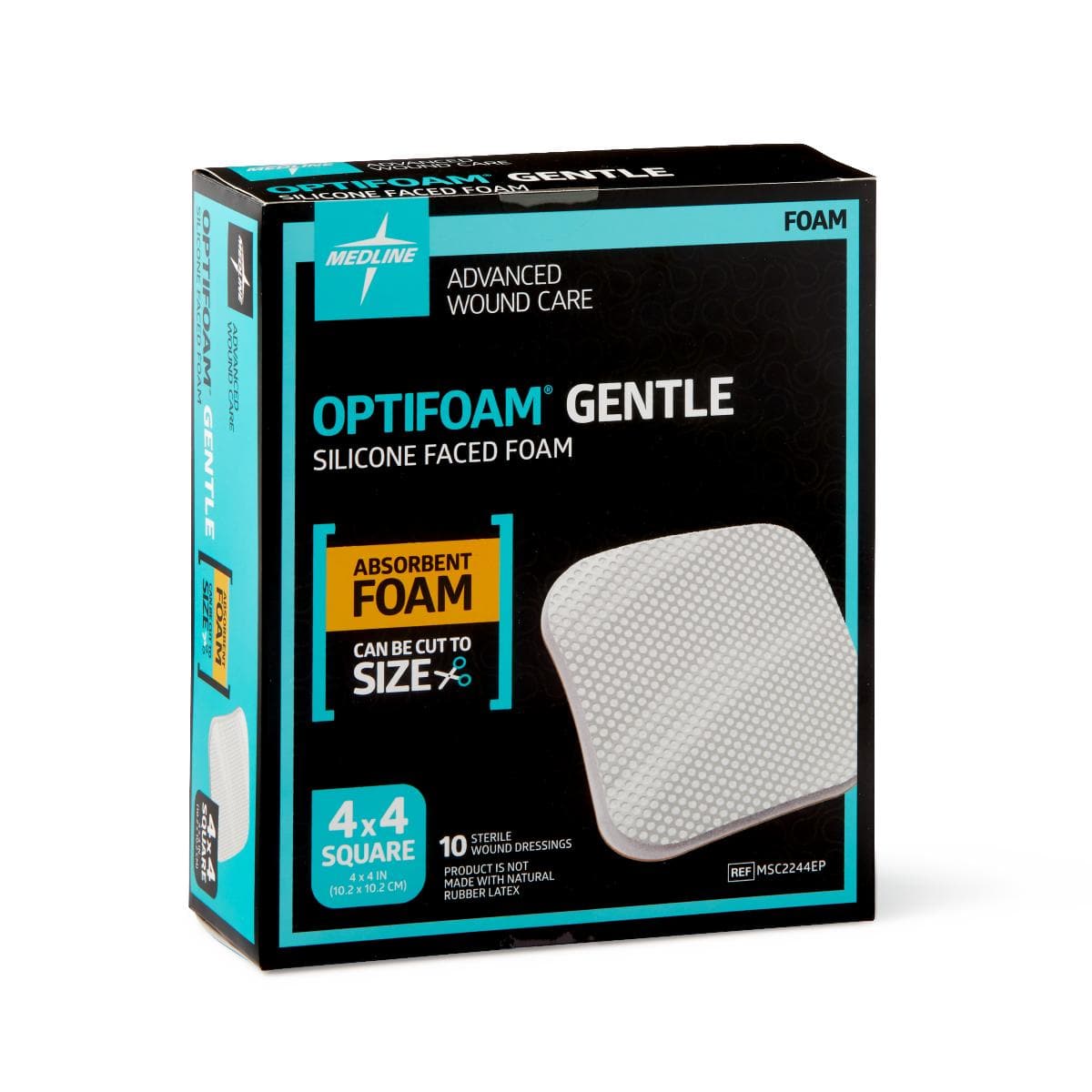 Medline 4"X4" / Case of 100 Medline Optifoam Gentle Non-Bordered Silicone-Faced Foam Dressings