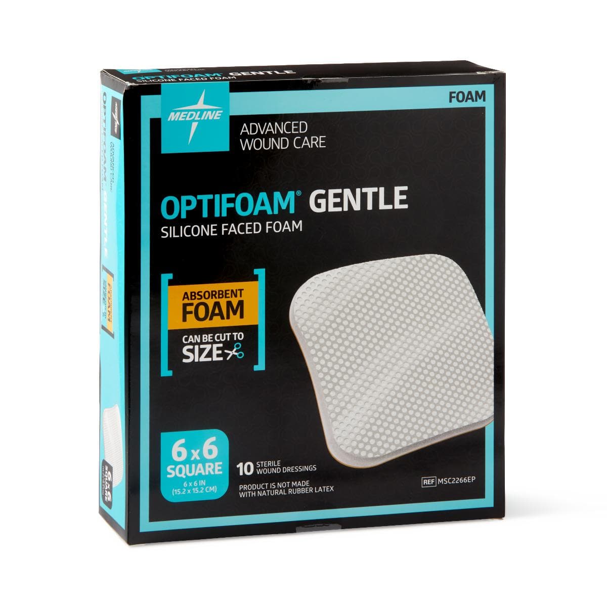 Medline 6"X6" / Case of 100 Medline Optifoam Gentle Non-Bordered Silicone-Faced Foam Dressings