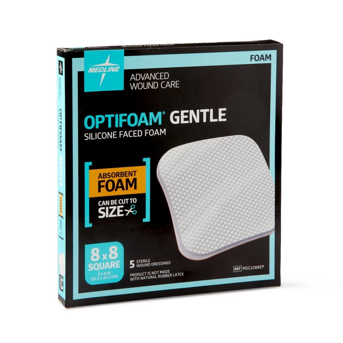 Medline 8"X8" / Case of 50 Medline Optifoam Gentle Non-Bordered Silicone-Faced Foam Dressings