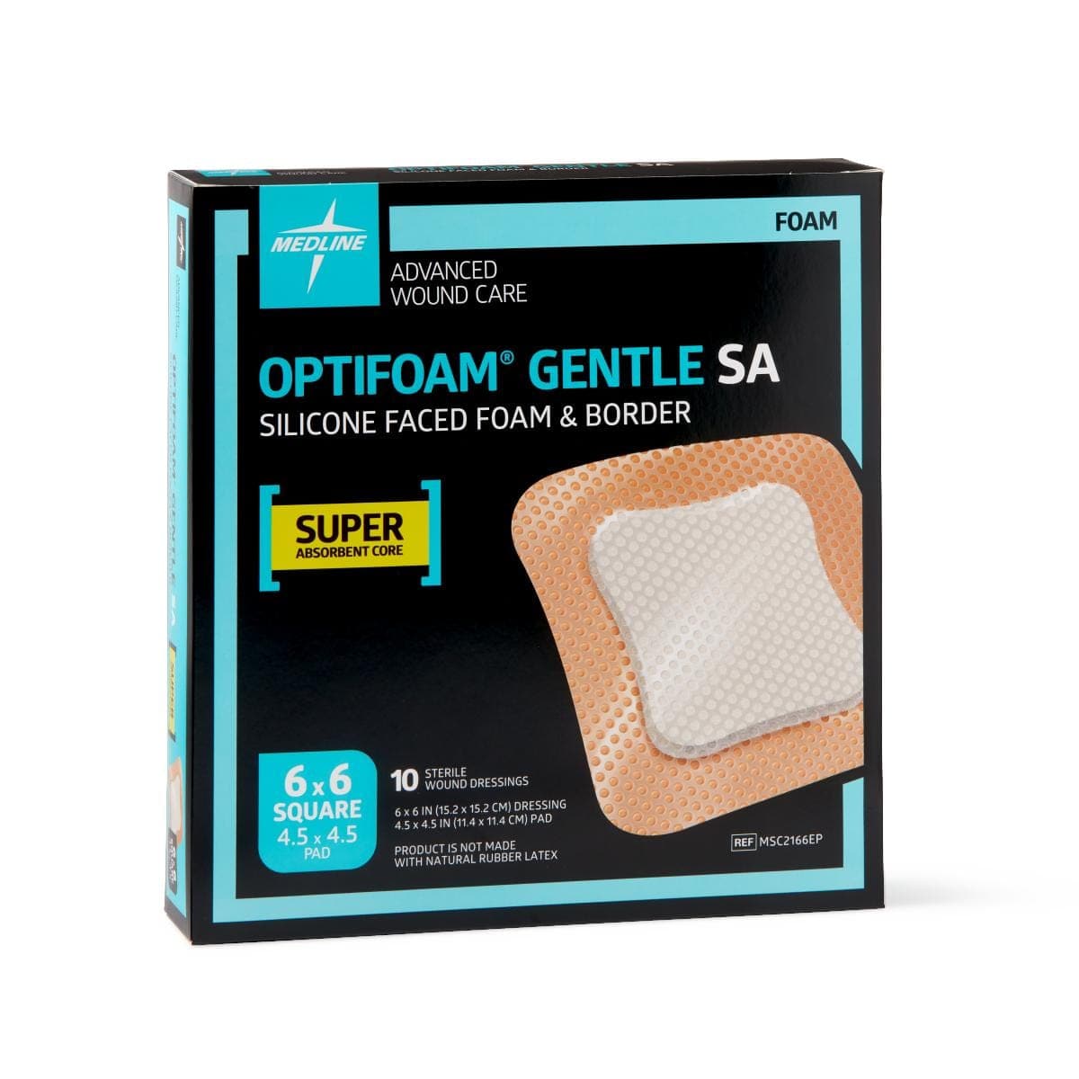 Medline 6"X6" / Case of 100 Medline Optifoam Gentle SA Silicone-Faced Foam Dressings