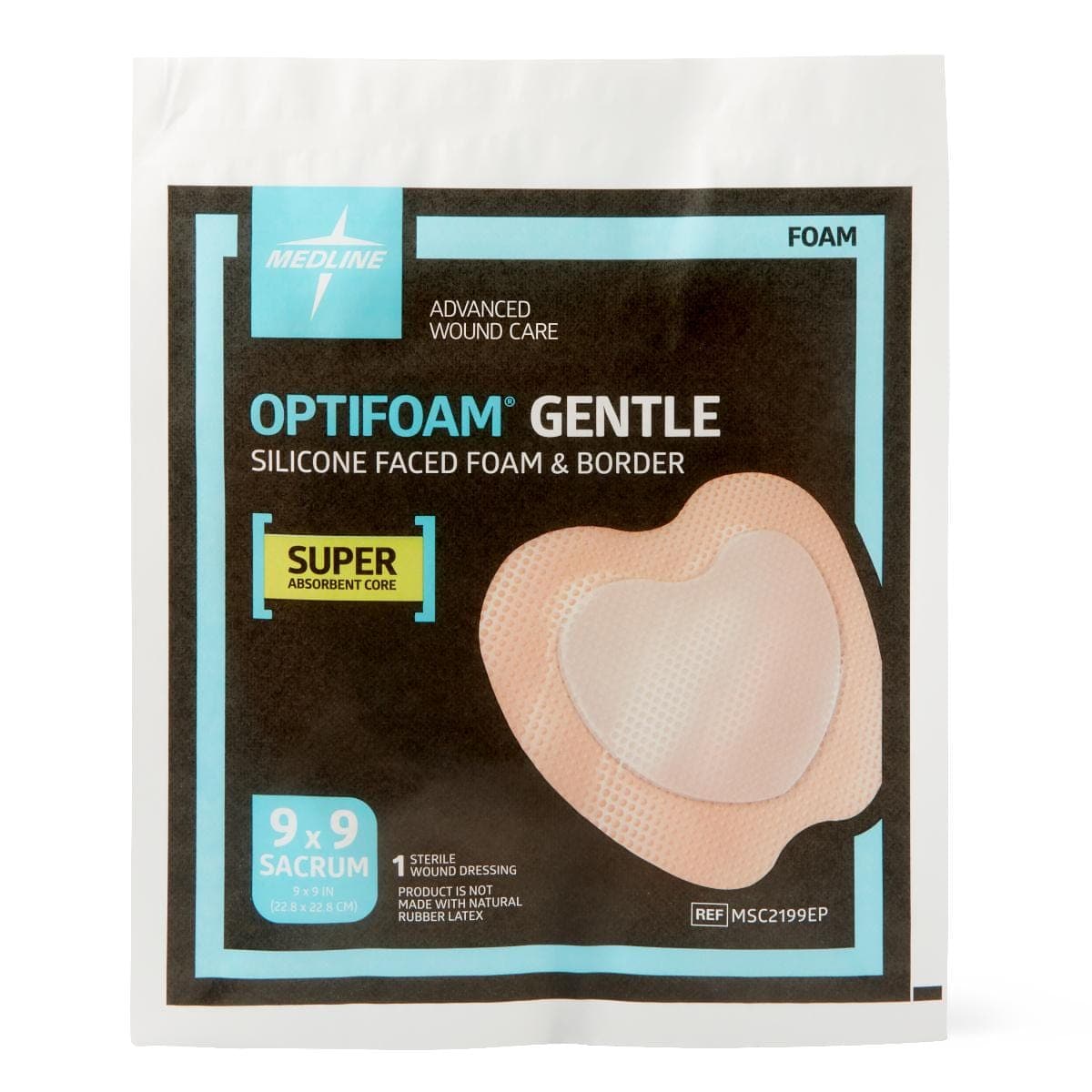 Medline 9"X9" / Single Item Medline Optifoam Gentle SA Silicone-Faced Foam Dressings