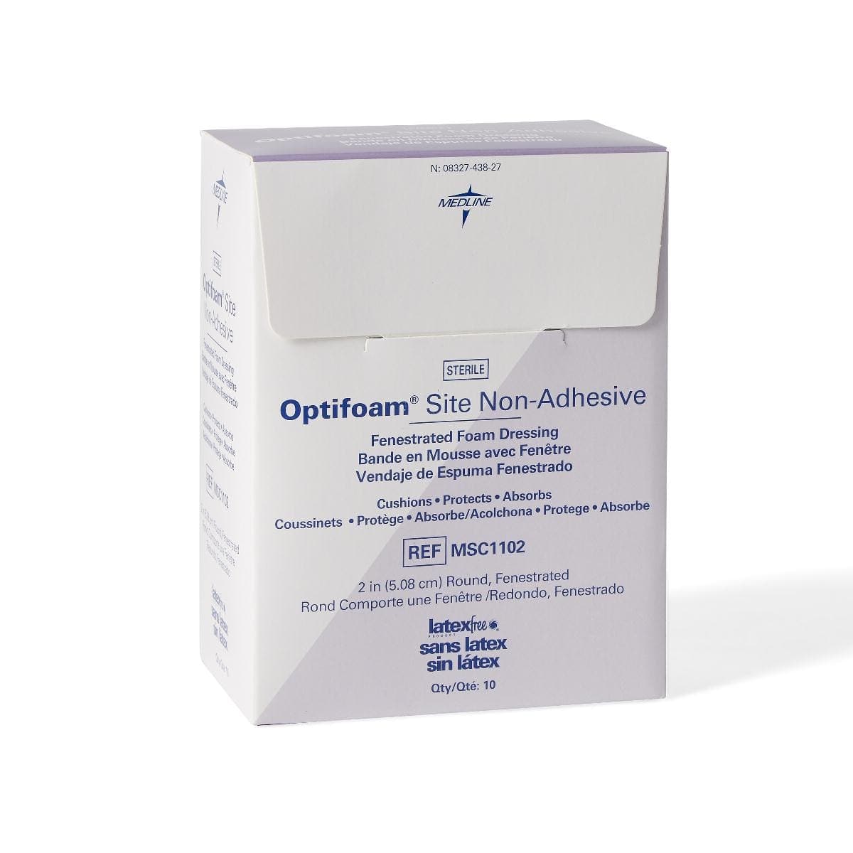 Medline 6"X2" / Case of 100 Medline Optifoam Site Fenestrated Foam Dressings