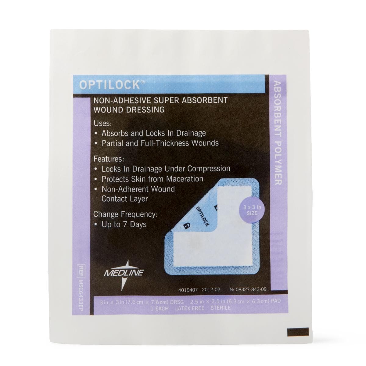 Medline 3"X3" / Single Item Medline OptiLock Nonadhesive Super Absorbent Wound Dressings