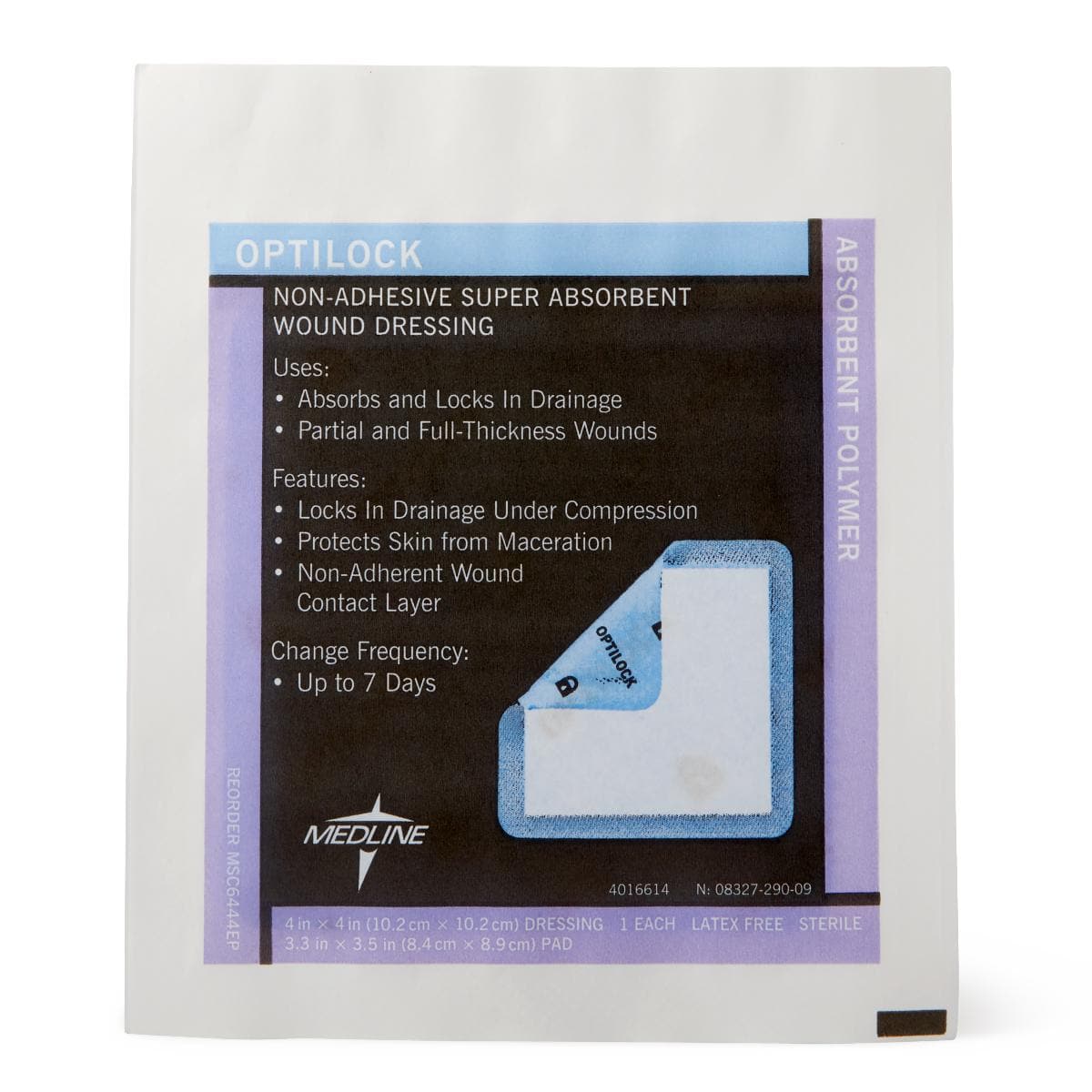 Medline 4"X4" / Single Item Medline OptiLock Nonadhesive Super Absorbent Wound Dressings