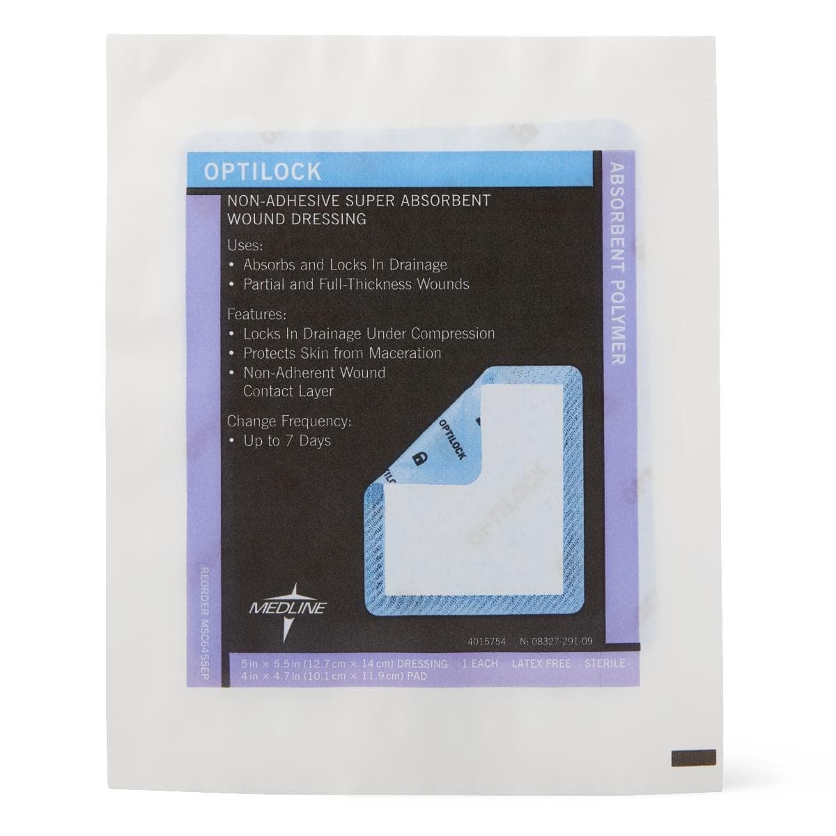 Medline 5"X5.5" / Single Item Medline OptiLock Nonadhesive Super Absorbent Wound Dressings