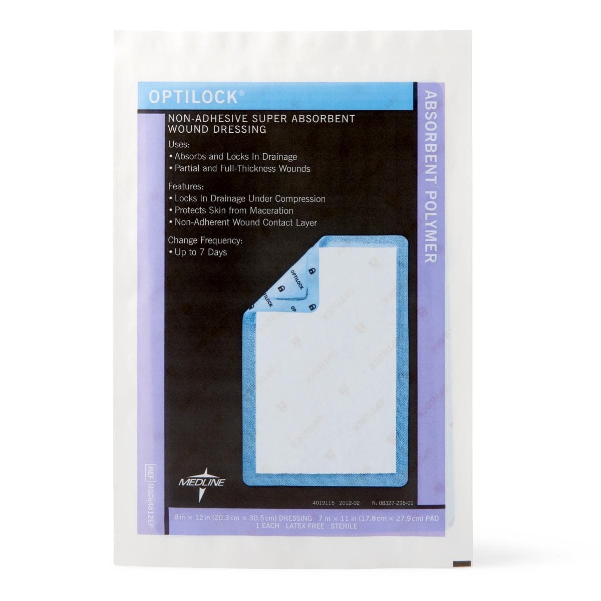 Medline 8"X12" / Single Item Medline OptiLock Nonadhesive Super Absorbent Wound Dressings