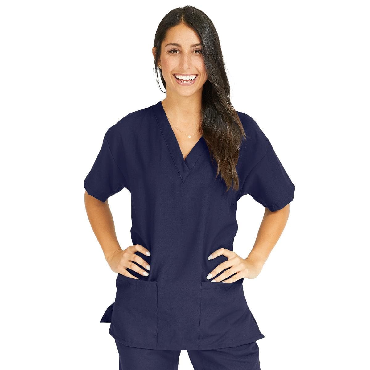 Medline Navy Blue / L Medline PerforMAX Women's V-Neck Tunic Scrub Top with 2 Pockets