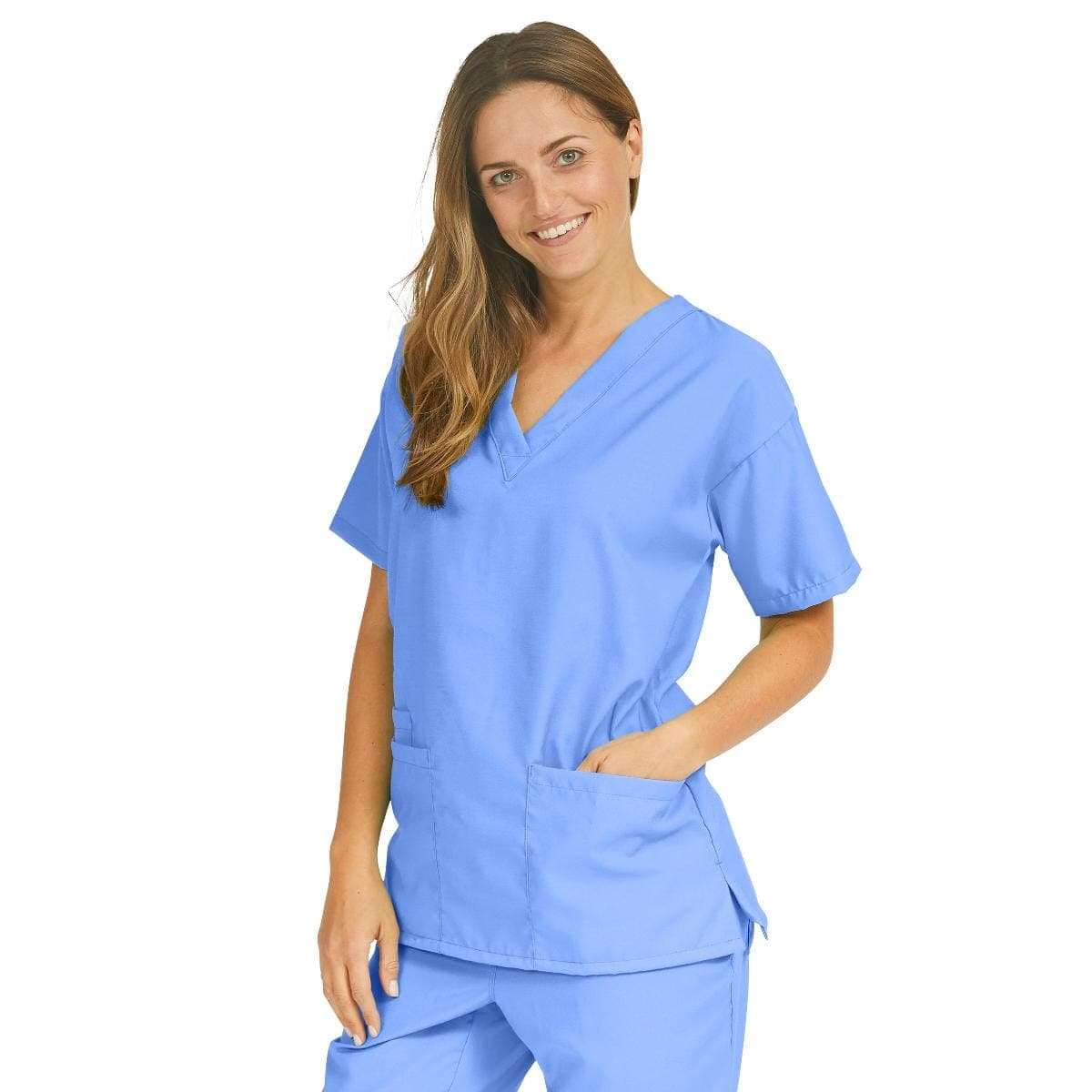 Medline Ceil Blue / L Medline PerforMAX Women's V-Neck Tunic Scrub Top with 2 Pockets