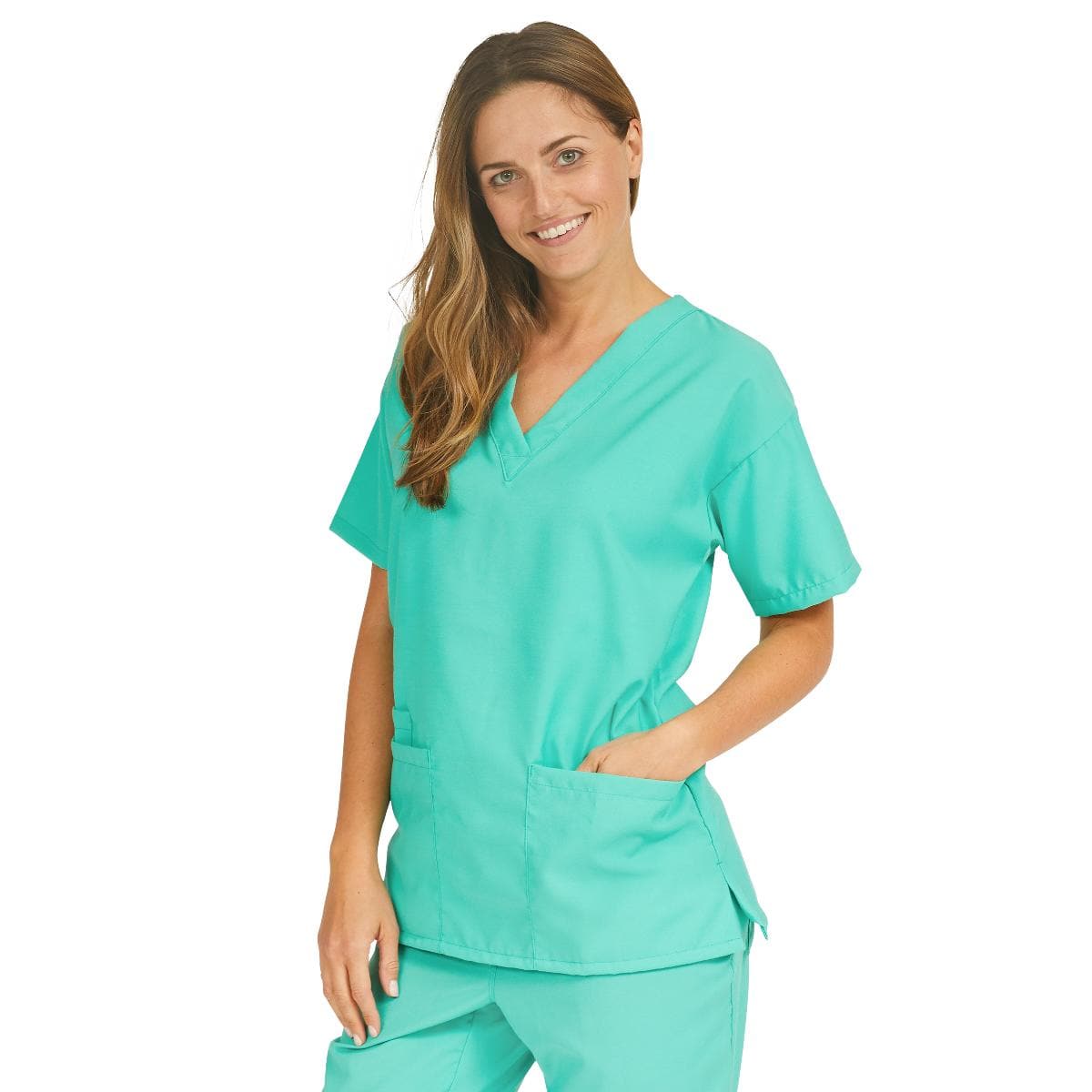 Medline Jade / M Medline PerforMAX Women's V-Neck Tunic Scrub Top with 2 Pockets