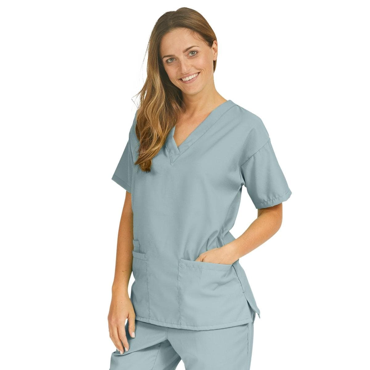 Medline Misty Green / 2XL Medline PerforMAX Women's V-Neck Tunic Scrub Top with 2 Pockets