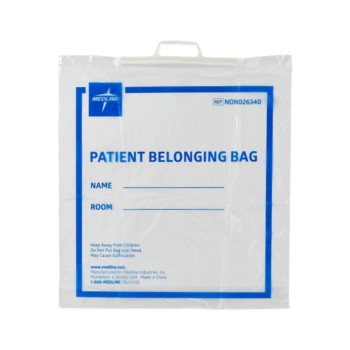 Medline Clear / 18"x20"x4" Medline Plastic Patient Belongings Bags with Rigid Handle