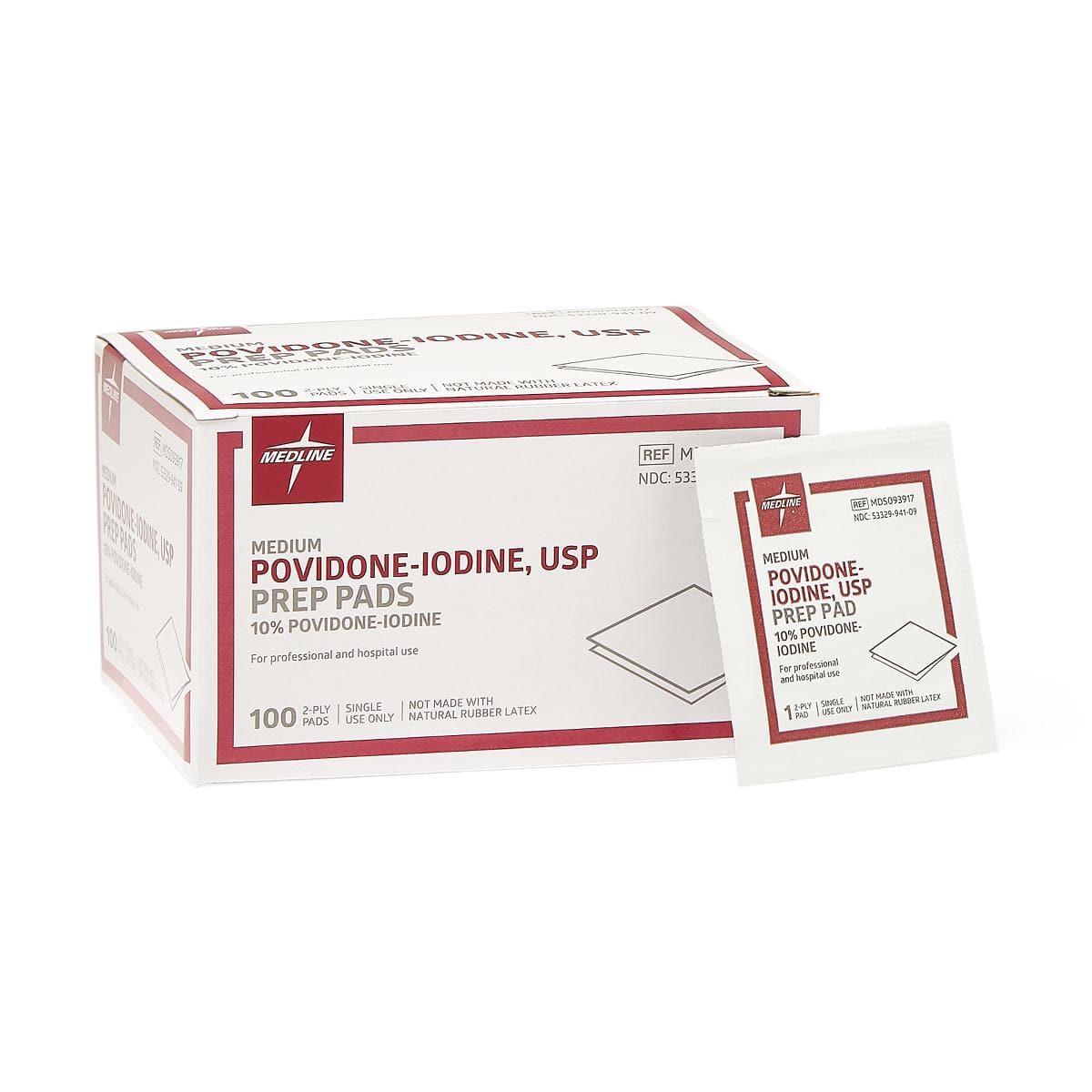 Medline Box of 100 Medline Povidone-Iodine PVP Prep Pads