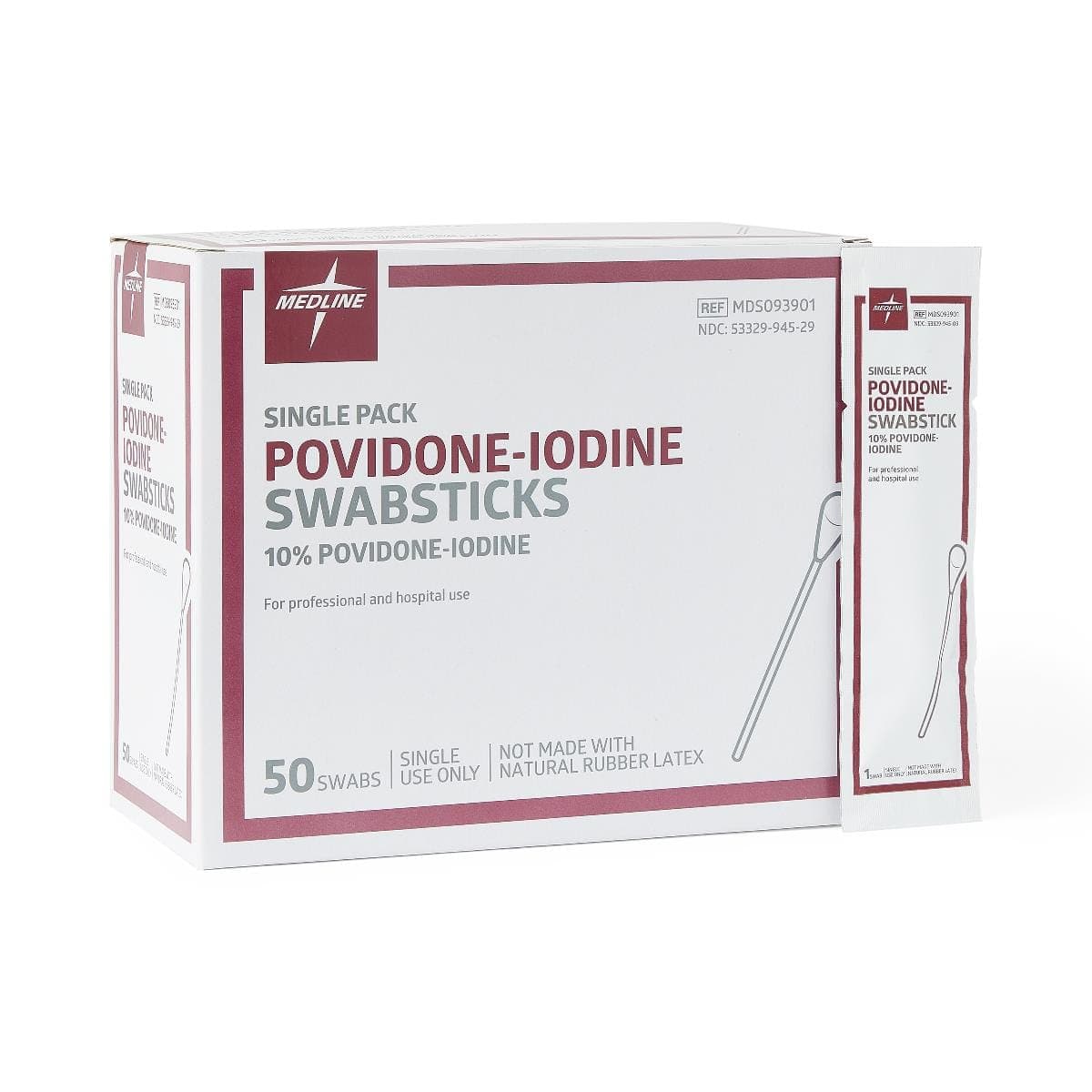 Medline Box of 50 Medline Povidone-Iodine PVP Swabsticks