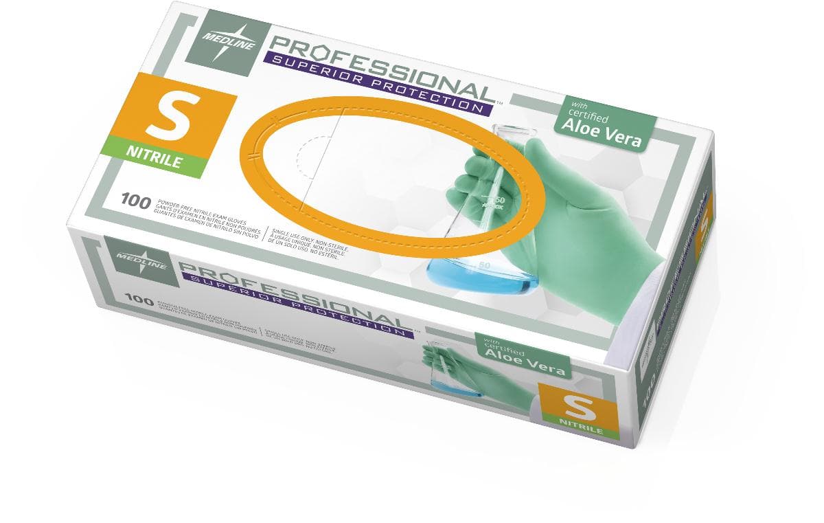 Medline S / Case of 1000 Medline Professional Nitrile Exam Gloves with Aloe