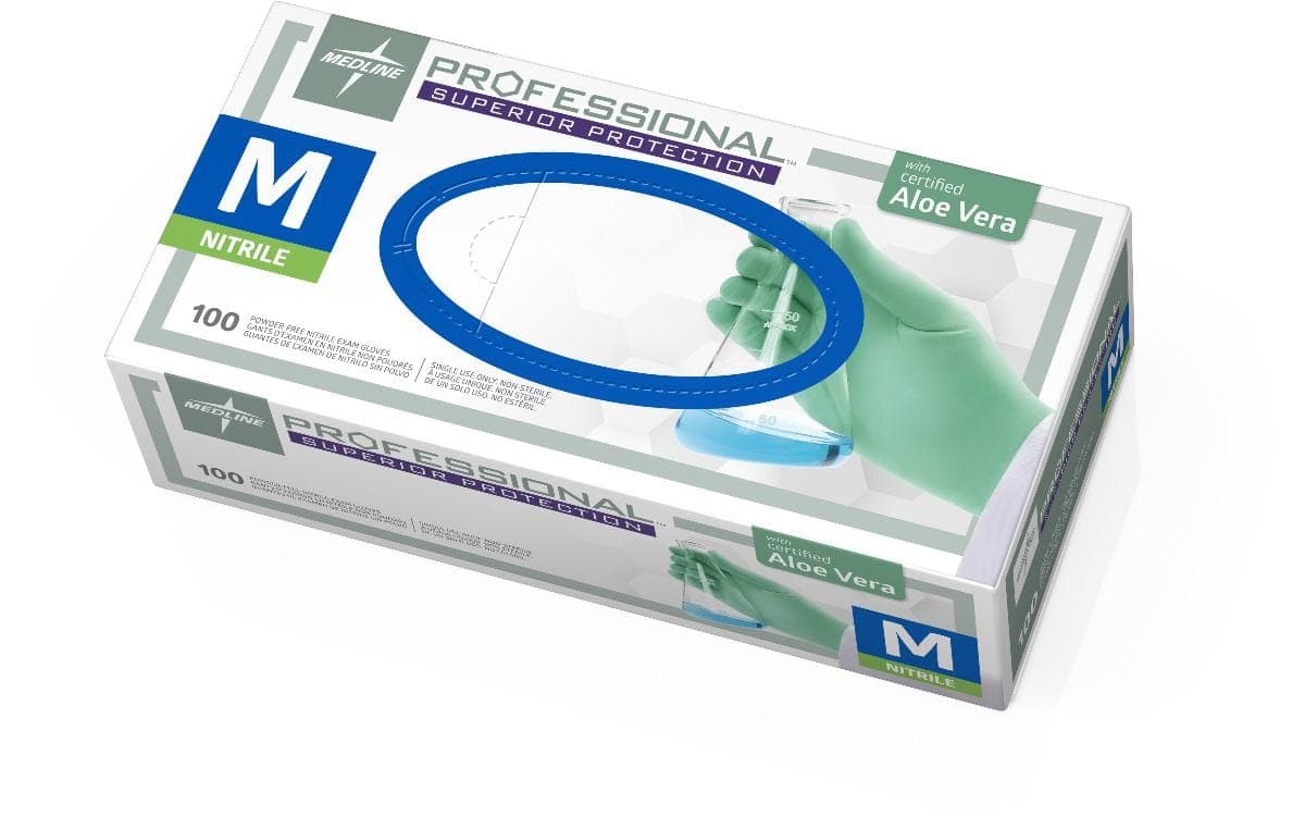 Medline M / Case of 1000 Medline Professional Nitrile Exam Gloves with Aloe