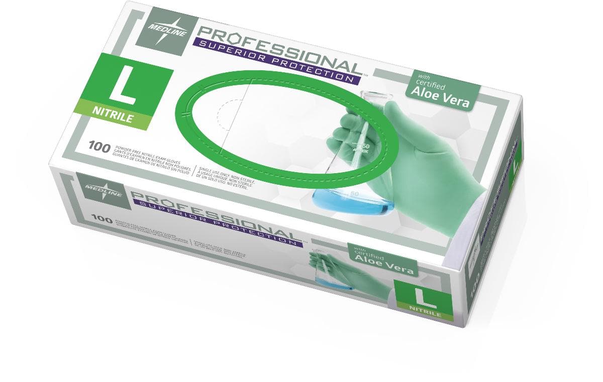 Medline L / Case of 1000 Medline Professional Nitrile Exam Gloves with Aloe