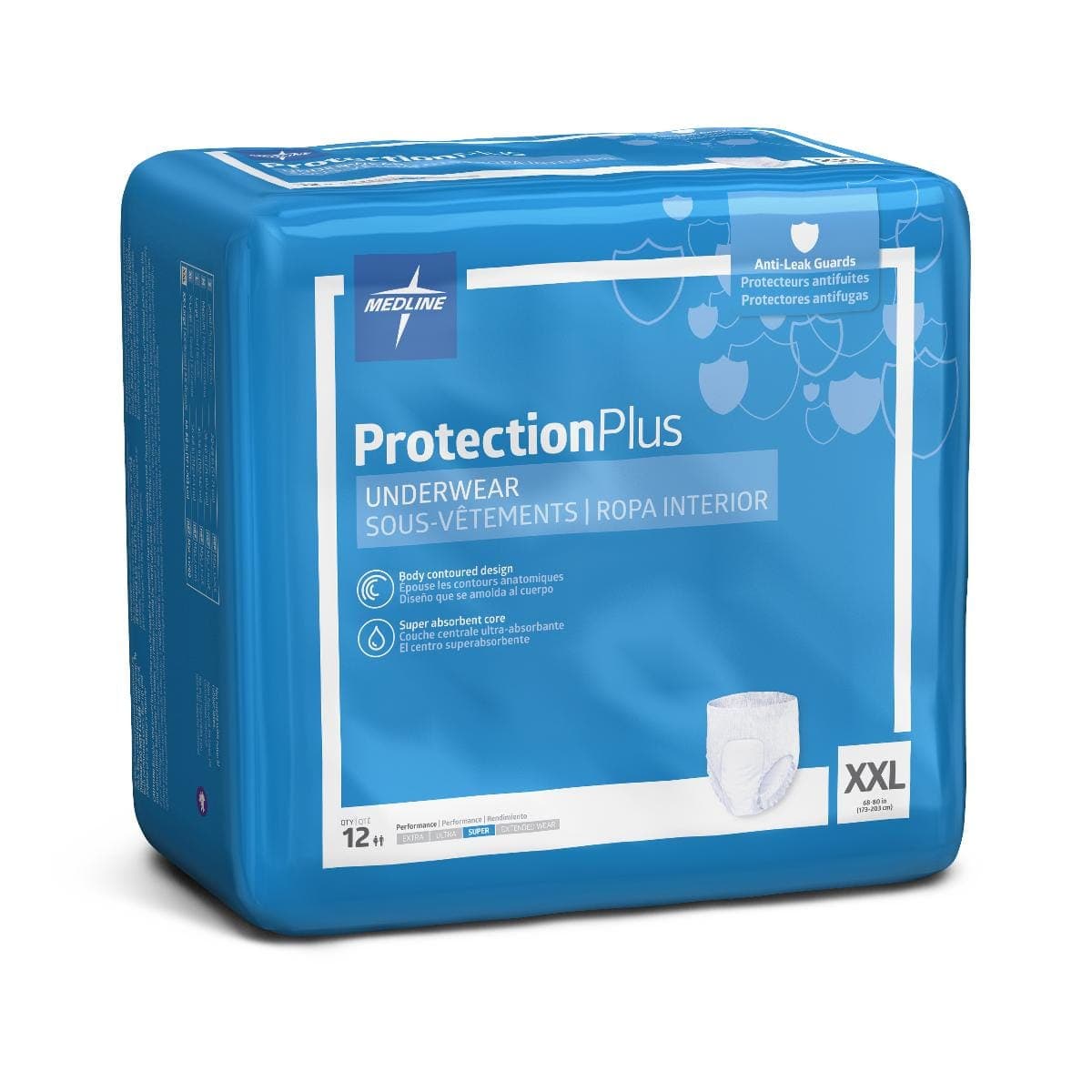 Medline Case of 48 / 68" - 80" / 2XL Medline Protection Plus Superabsorbent Adult Underwear