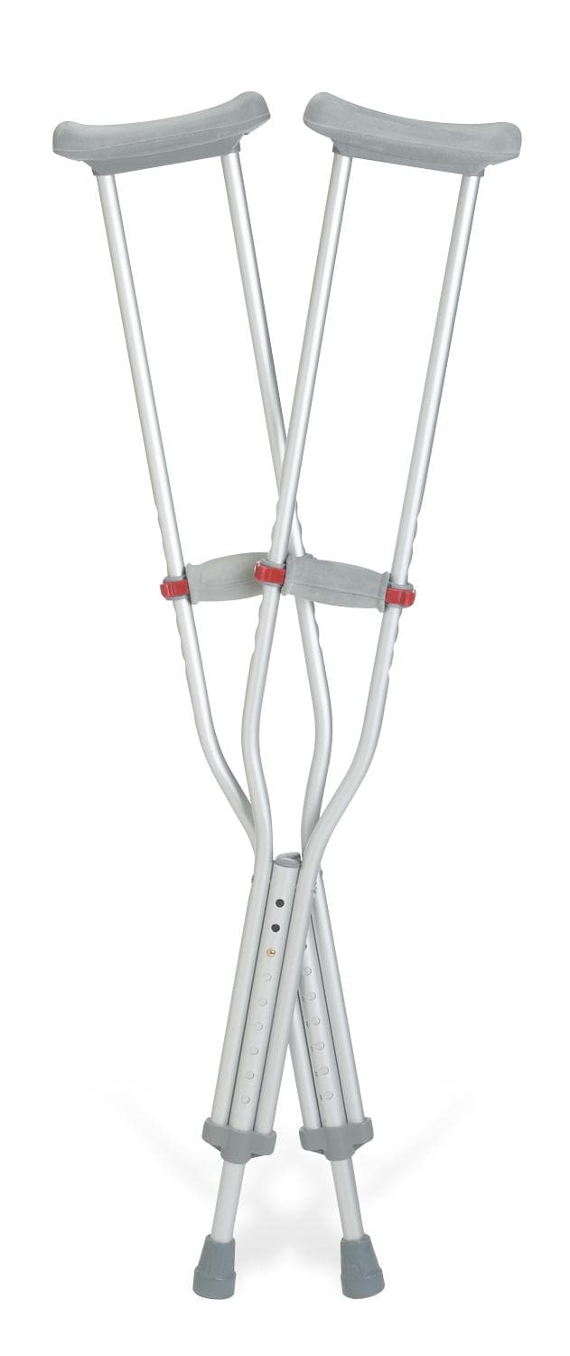 Medline 5'1"-5'9" / Case of 8 Pairs Medline Red Dot Aluminum Crutches