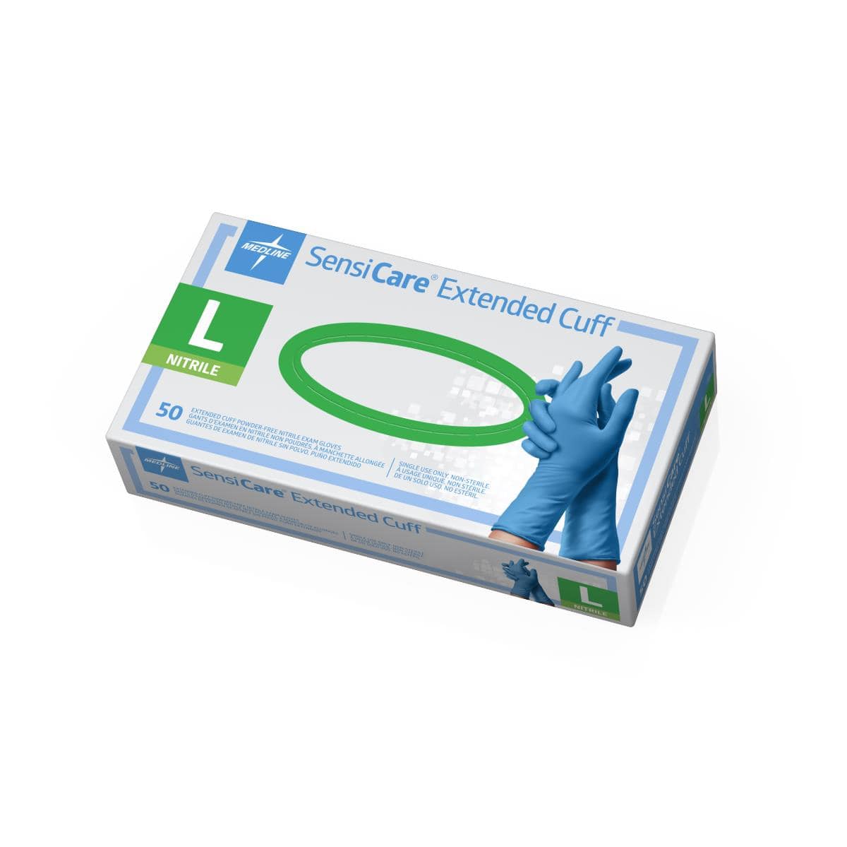 Medline Case of 500 / L Medline SensiCare Extended Cuff Nitrile Exam Gloves