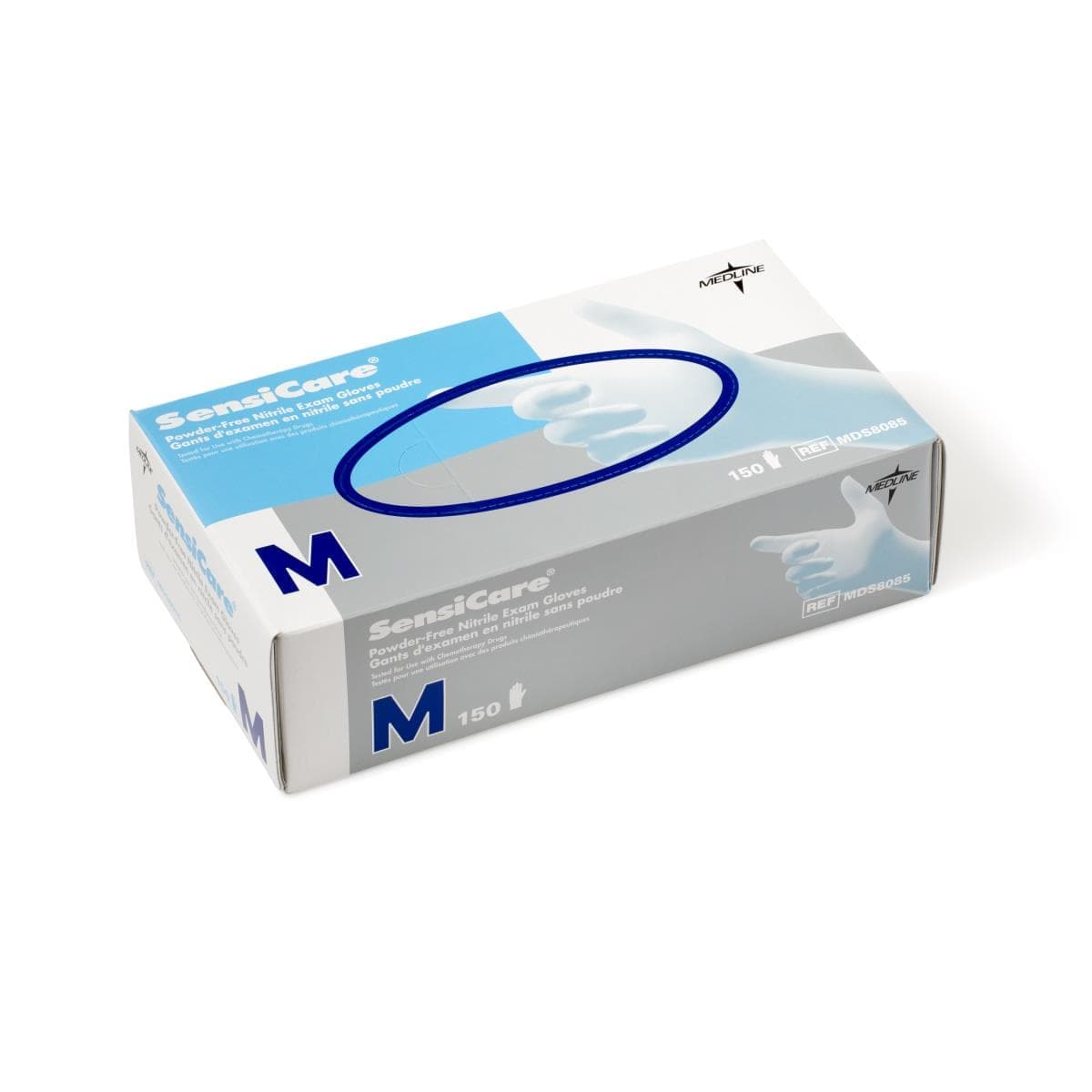 Medline Case of 1500 / Blue / M Medline SensiCare Powder-Free Nitrile Exam Gloves