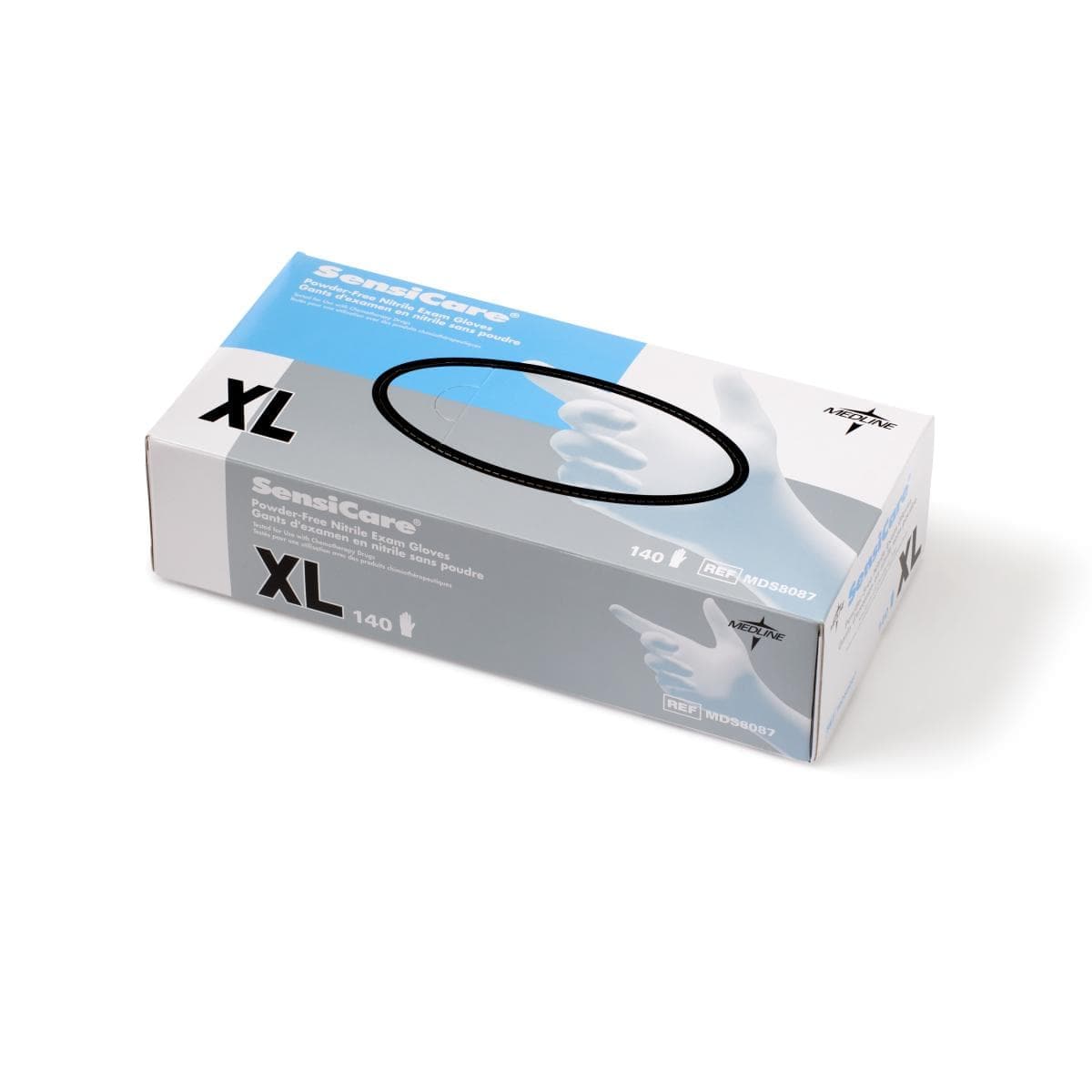 Medline Case of 1400 / Blue / XL Medline SensiCare Powder-Free Nitrile Exam Gloves