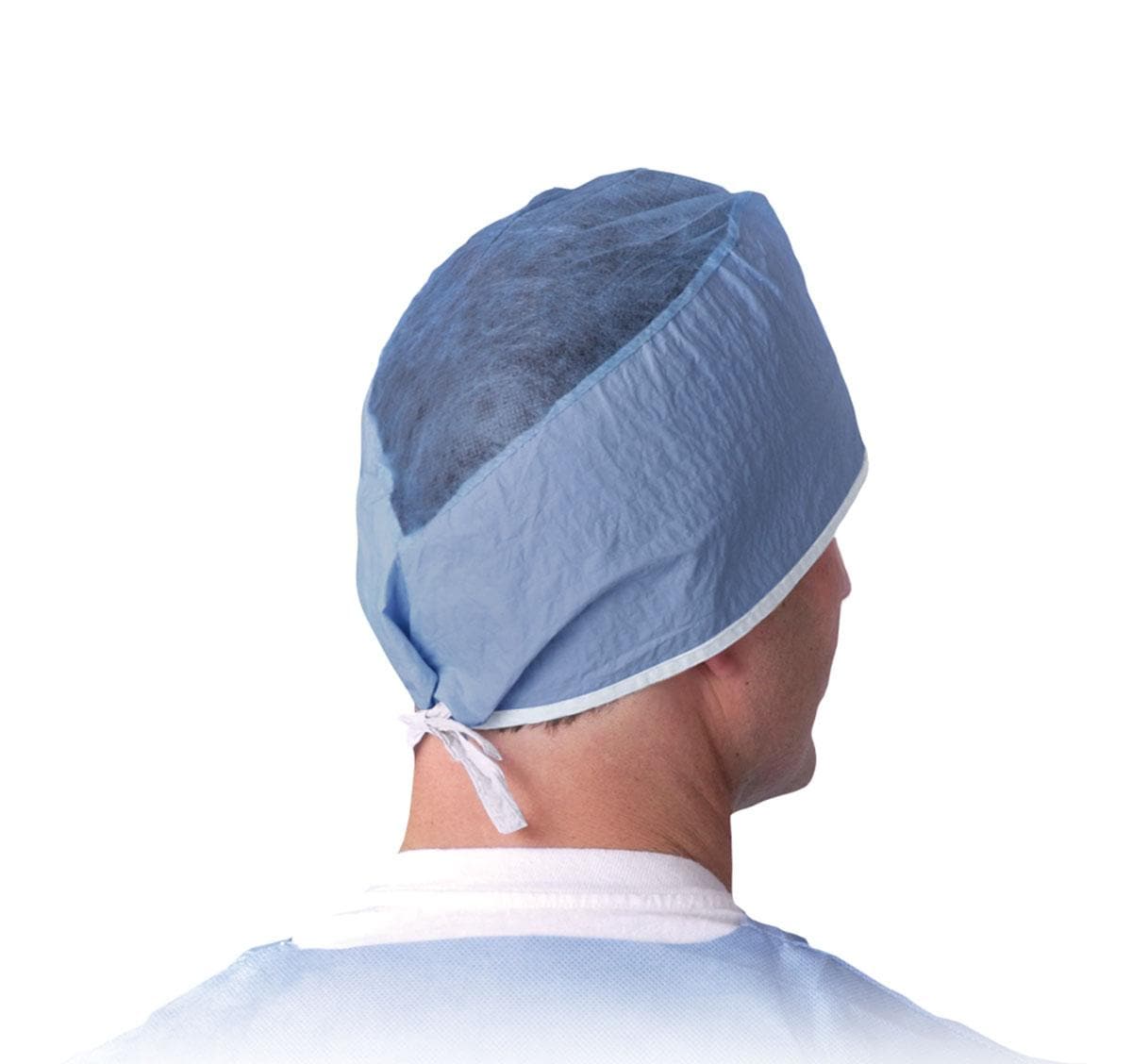 Medline Case of 500 / Blue Medline Sheer-Guard Disposable Tie-Back Surgeon Caps