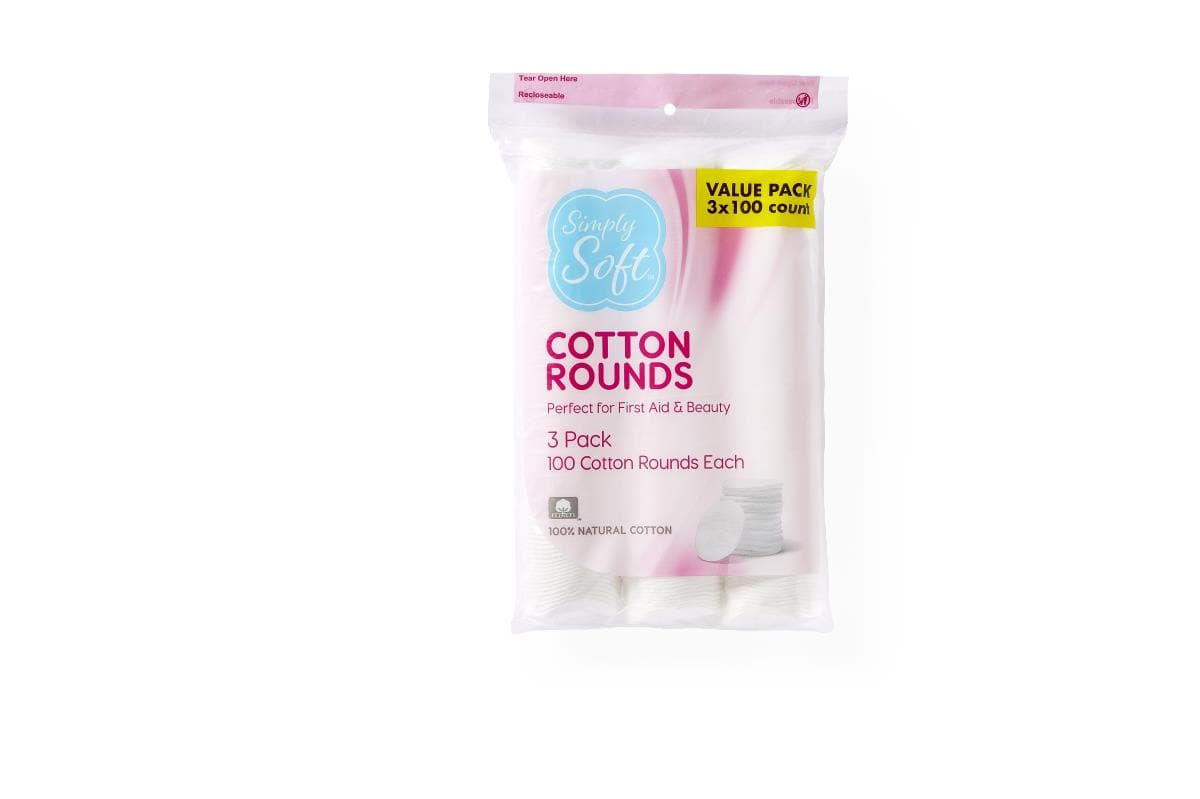 Medline Case of 6 Bags Medline Simply Soft Cotton Rounds, 300 Count