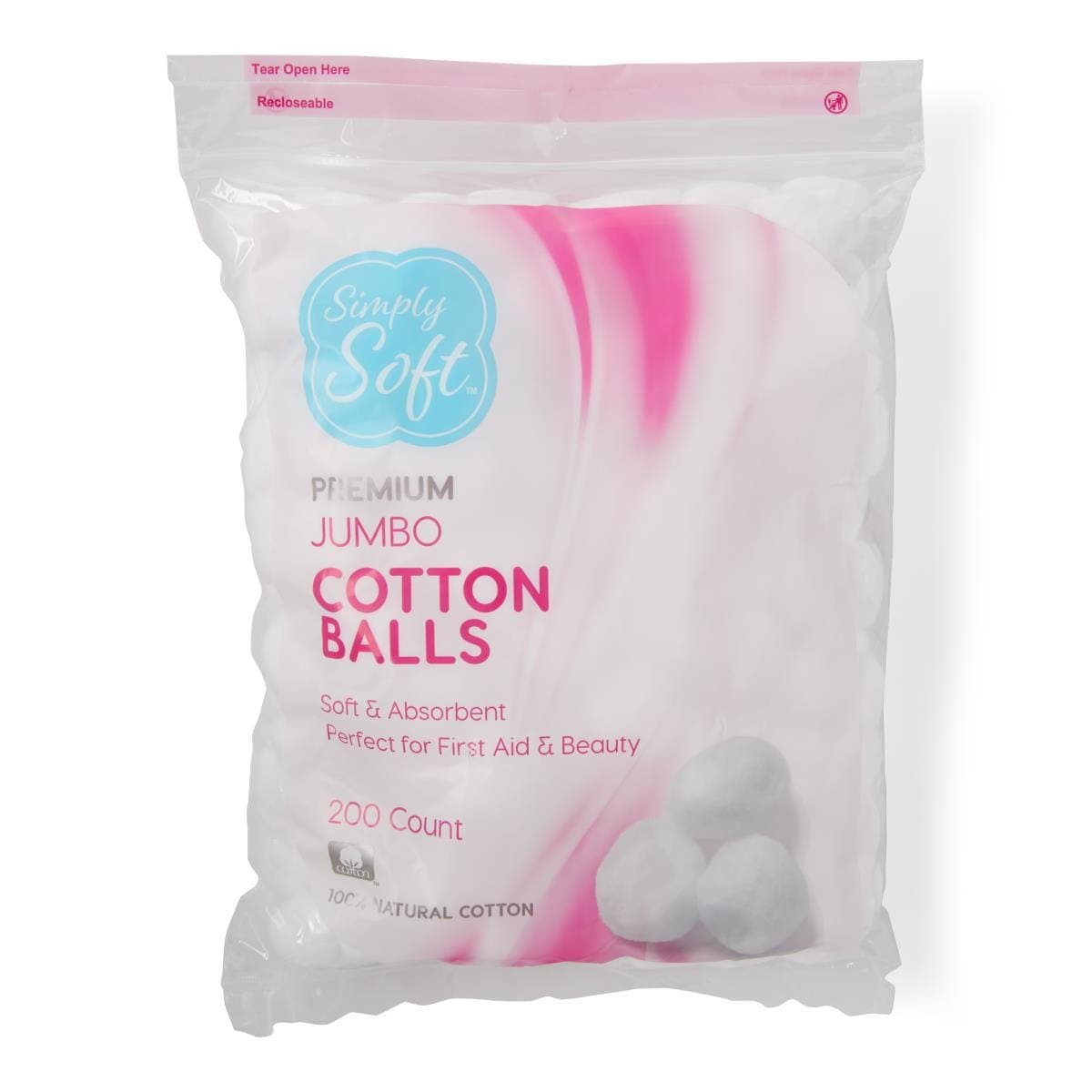 Medline Box of 3 Bags Medline Simply Soft Premium Jumbo Cotton Balls