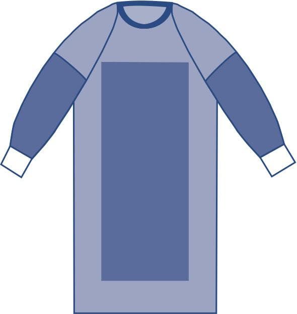 Medline Case of 28 / 2XL Medline Sirus Sterile Poly-Reinforced Surgical Gowns with Raglan Sleeves