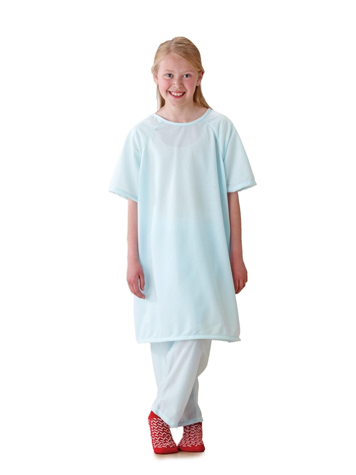 Medline Dozen of 12 / Blue / L Medline Snuggly Solids Pediatric Pajama Shirts