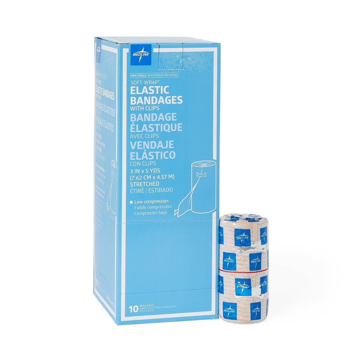 Medline 3"X5YD / Case of 50 Medline Soft-Wrap Nonsterile Elastic Bandages