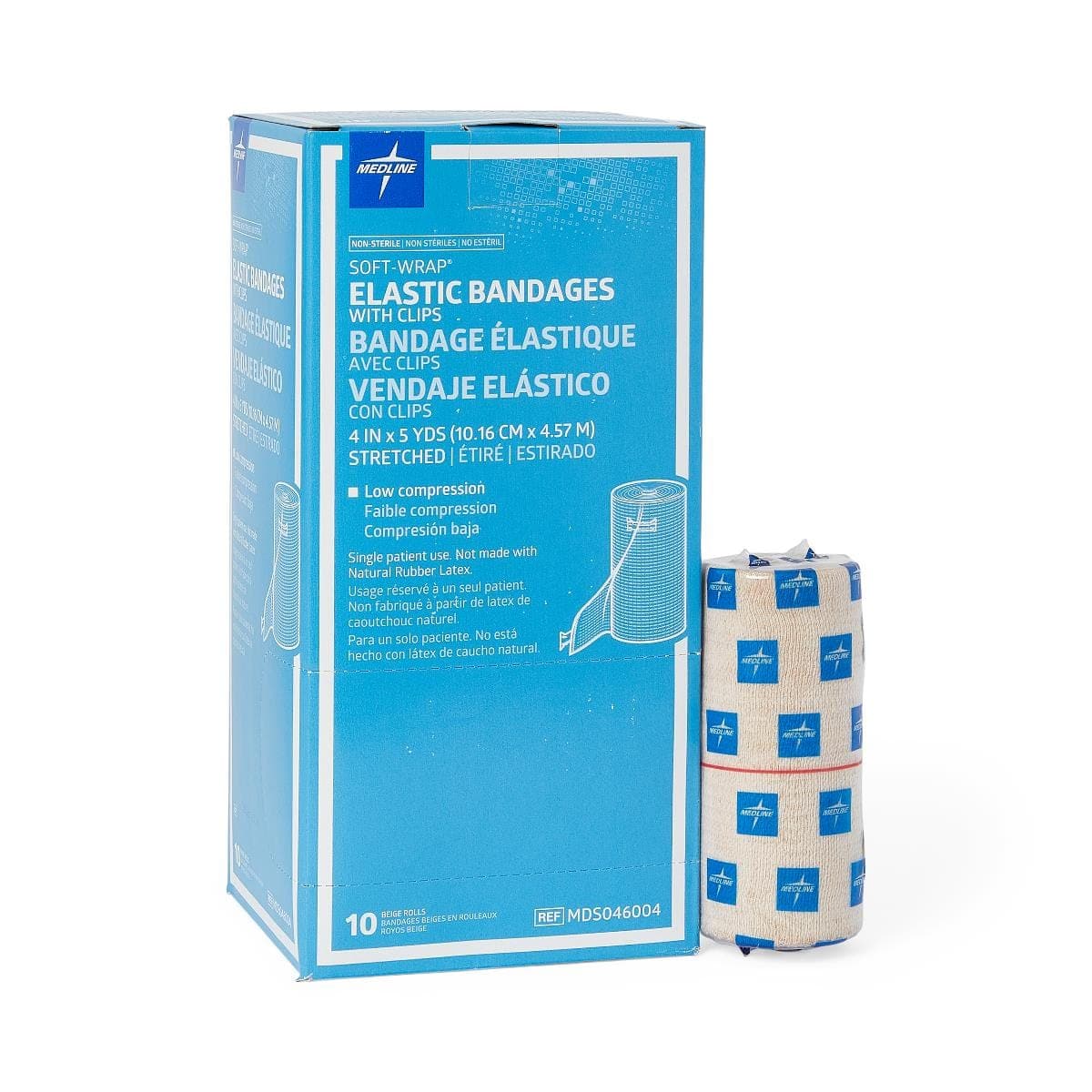 Medline 4"X5YD / Case of 50 Medline Soft-Wrap Nonsterile Elastic Bandages