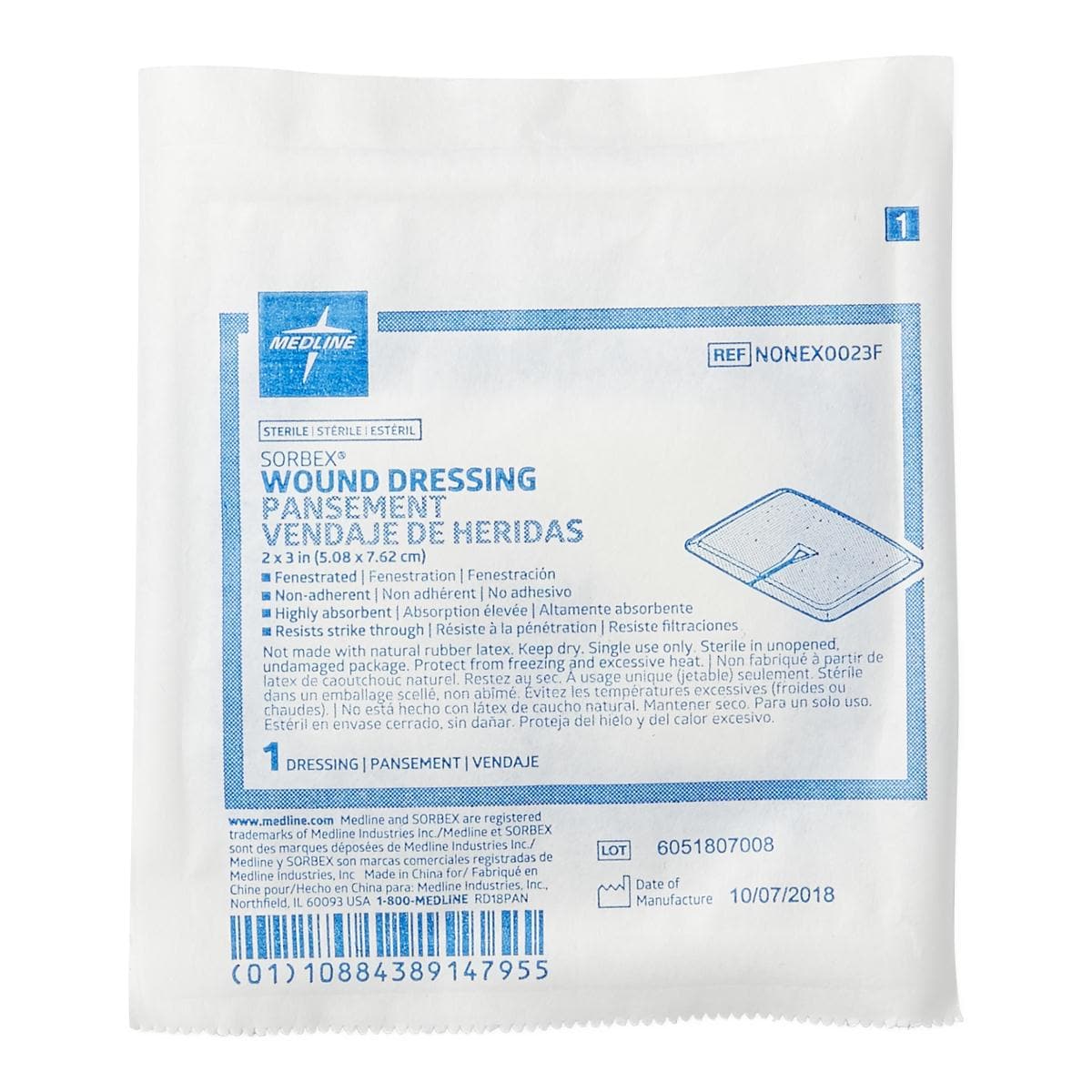 Medline Case of 50 / 2"X3" Medline Sorbex Sterile Absorbent Dressings