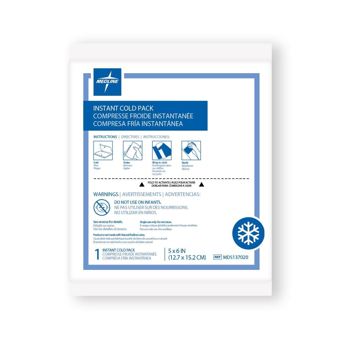 Medline 4.75"X6.25" / Case of 50 Medline Standard Instant Cold Packs