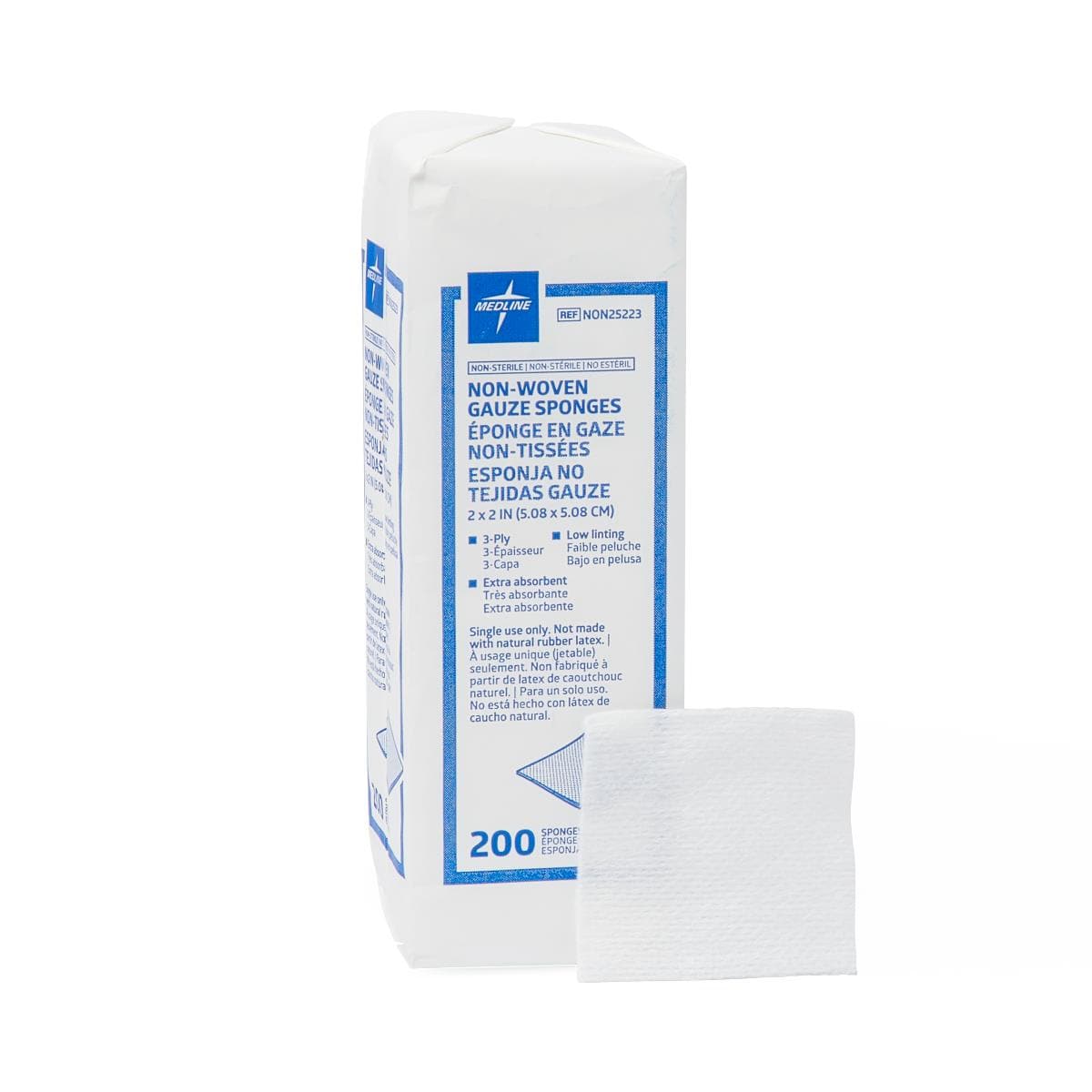 Medline 2"X2" / Case of 5000 Medline Standard Nonsterile Nonwoven Gauze Sponges