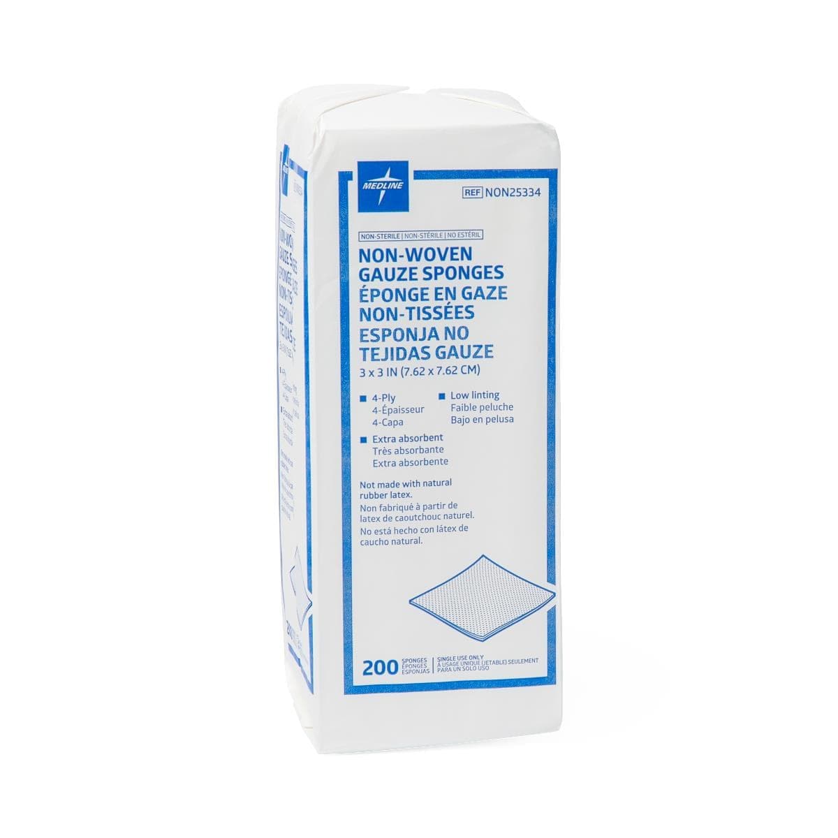 Medline 3"X3" / Bag of 200 Medline Standard Nonsterile Nonwoven Gauze Sponges