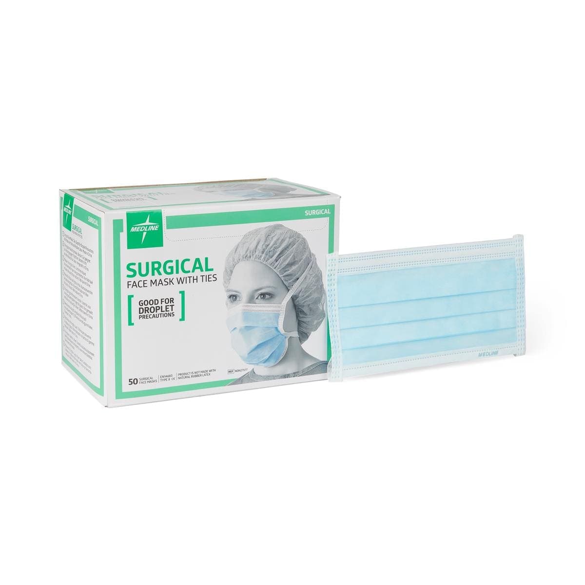 Medline Case of 300 / Spunbond Polypropylene(SPP) Medline Standard Surgical Face Mask with Ties