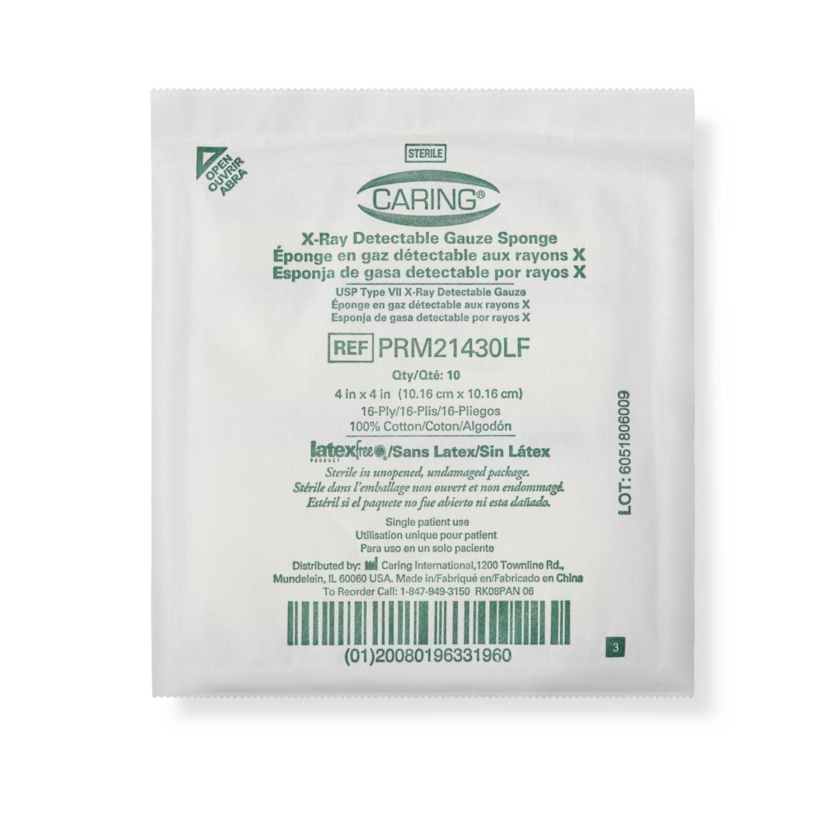 Medline 4"X4" / Case of 1350 Medline Sterile 100% Cotton X-ray Detectable Gauze Sponges