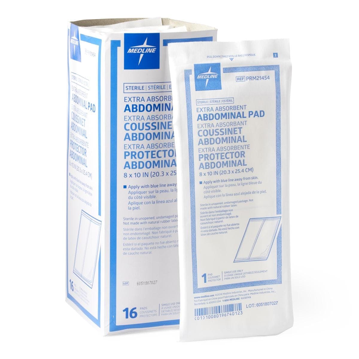 Medline Case of 320 / 8"X10" Medline Sterile Abdominal Pads