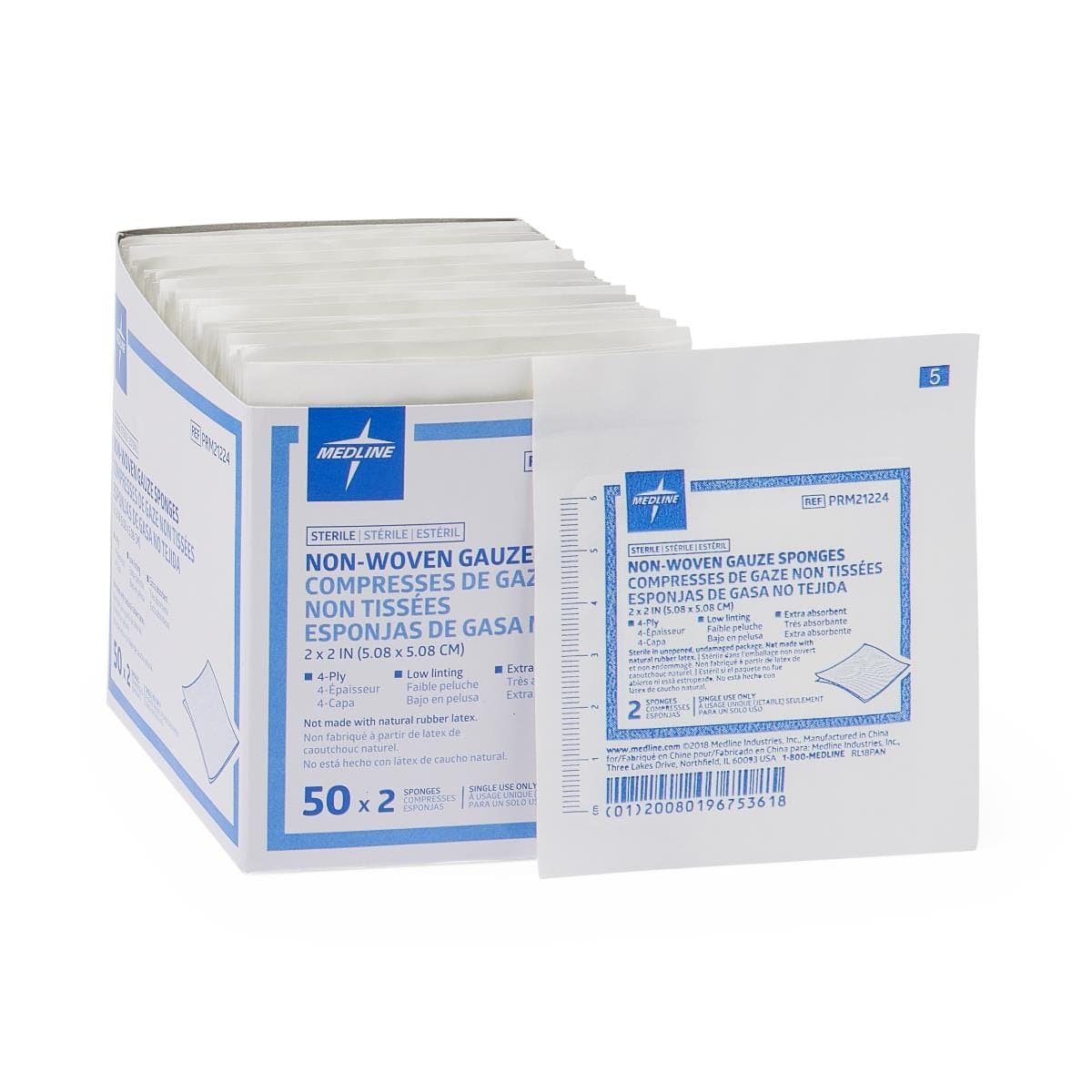 Medline 2"X2" / Case of 1500 Packs Medline Sterile Nonwoven Gauze Sponges