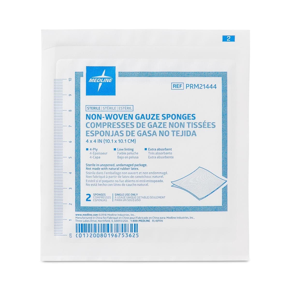 Medline 4"X4" / Case of 600 Packs Medline Sterile Nonwoven Gauze Sponges