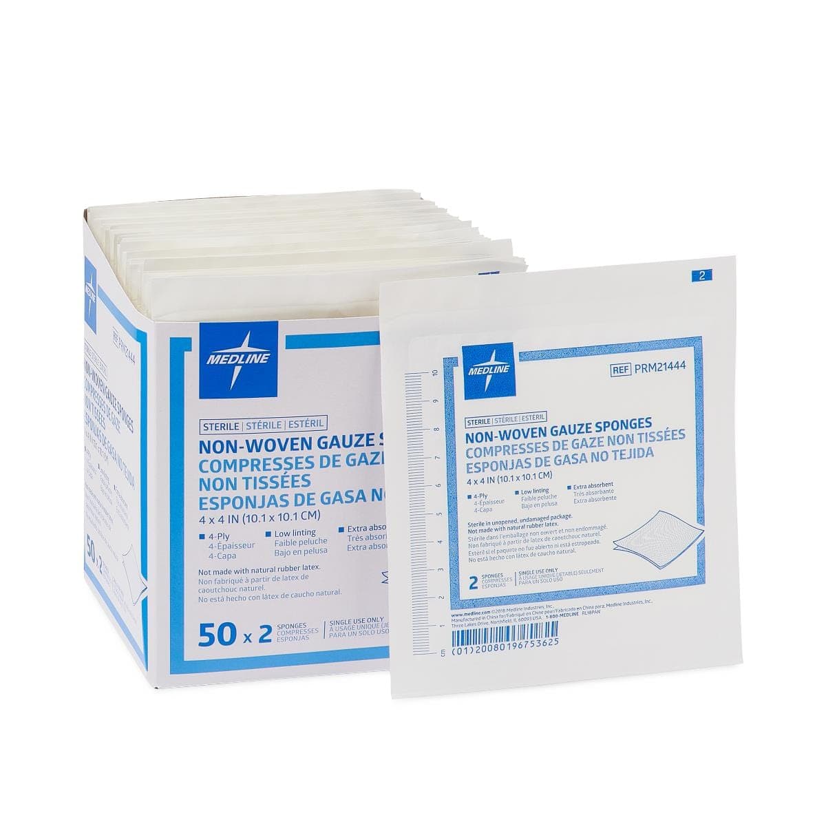 Medline 4"X4" / Box of 50 Packs Medline Sterile Nonwoven Gauze Sponges